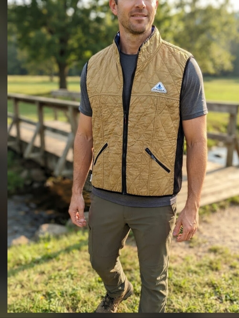 TechNiche HyperKewl Evaporative Cooling Sport Vest – Size XL (Silver/Khaki)